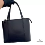 Burberry black structured leather handbag with Nova Check lining, view 17
