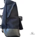 Balenciaga black canvas and leather backpack with tonal logo, view 9