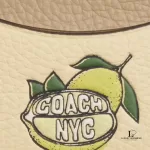 Coach slim ID card case in Moonlight pebble calf leather with lemon graphic, new with tag, view 3