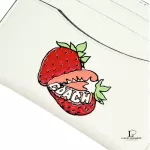 Coach slim ID card case in white pebble leather with strawberry graphic, new with tag, view 4