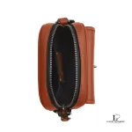 Coach brown smooth grain leather turnlock crossbody bag, new with tag, view 3