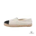 Chanel beige and black canvas Coco Mark CC logo espadrilles, size 37, view 5