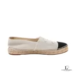 Chanel beige and black canvas Coco Mark CC logo espadrilles, size 37, view 4