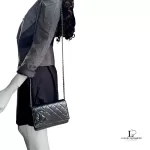 Chanel Cambon Ligne black quilted lambskin wallet on chain with silver hardware, view 32