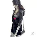 Chanel Cambon Ligne black quilted lambskin wallet on chain with silver hardware, view 33