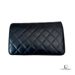 Chanel Cambon Ligne black quilted lambskin wallet on chain with silver hardware, view 3