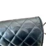 Chanel Cambon Ligne black quilted lambskin wallet on chain with silver hardware, view 12