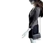 Chanel Cambon Ligne black quilted lambskin wallet on chain with silver hardware, view 34