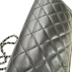 Chanel Cambon Ligne black quilted lambskin wallet on chain with silver hardware, view 11