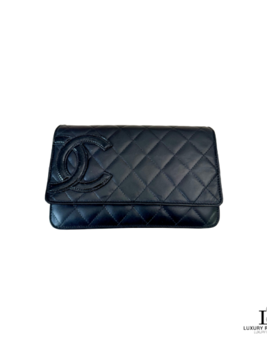 Chanel Black Quilted Cambon Ligne Wallet on Chain Silver Hardware