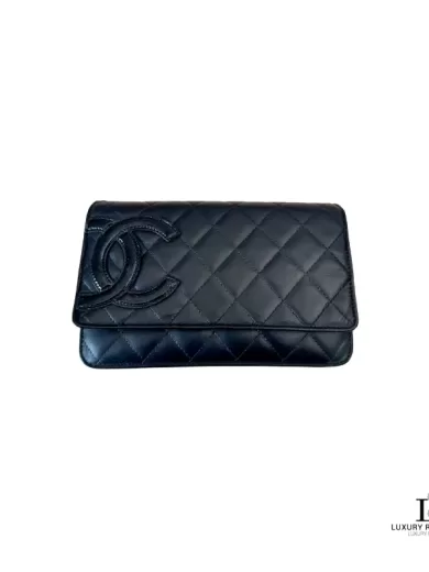 Chanel Black Quilted Cambon Ligne Wallet on Chain Silver Hardware
