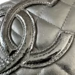 Chanel Cambon Ligne black quilted lambskin wallet on chain with silver hardware, view 31