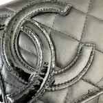 Chanel Cambon Ligne black quilted lambskin wallet on chain with silver hardware, view 19