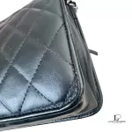 Chanel Cambon Ligne black quilted lambskin wallet on chain with silver hardware, view 7