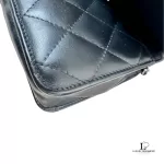 Chanel Cambon Ligne black quilted lambskin wallet on chain with silver hardware, view 9