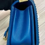 Luxury Revamped - Chanel Blue Quilted Patent Leather Boy Bag – The Reserve Edit – view 6 | authenticated pre-loved luxury