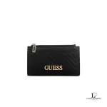 Pre-loved Guess Pristina black quilted card case, new with tag, front view – secondhand designer, NZ
