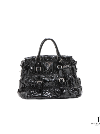 PRADA Vernice Gaufre Patent Leather Satchel
