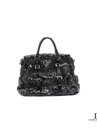 PRADA Vernice Gaufre Patent Leather Satchel