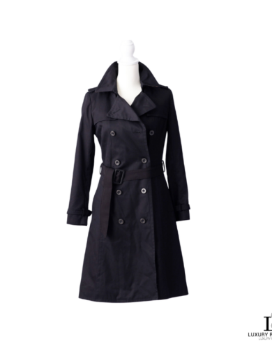 Burberry London Cotton Double-Breasted Trench Coat Black (1)
