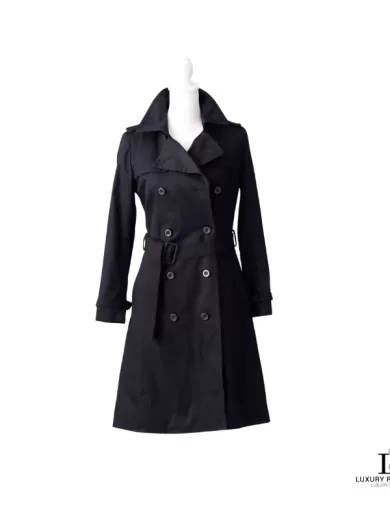 Burberry London Cotton Double-Breasted Trench Coat Black (1)