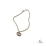 Pre-loved Christian Dior interlocking CD gold-tone chain bracelet, front view – secondhand designer, NZ