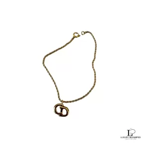 Pre-loved Christian Dior interlocking CD gold-tone chain bracelet, front view – secondhand designer, NZ