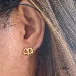 Christian Dior CD interlocking gold-tone clip-on earrings, view 10