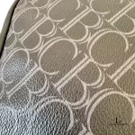 Crestbridge Black Label men's black and grey monogram sling bag, view 9