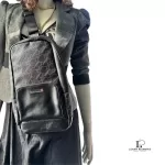 Crestbridge Black Label men's black and grey monogram sling bag, view 14