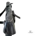 Crestbridge Black Label men's black and grey monogram sling bag, view 3
