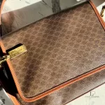 vintage Celine Macadam brown canvas flap crossbody bag, view 2