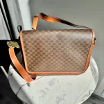 vintage Celine Macadam brown canvas flap crossbody bag, view 23
