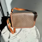 vintage Celine Macadam brown canvas flap crossbody bag, view 3