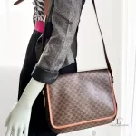vintage Celine Macadam brown canvas flap crossbody bag, view 25