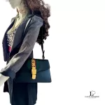 Gucci Sylvie small black leather shoulder bag with Web ribbon strap, view 21