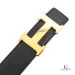 Hermès H reversible black and brown leather belt with gold-tone buckle, size 70, view 15