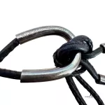 Hermès black leather and silver Double Hoop wraparound bracelet, view 4