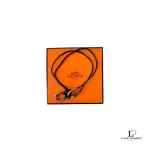 Hermès black leather and silver Double Hoop wraparound bracelet, view 3