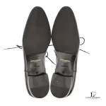 Saint Laurent Paris black patent leather almond-toe oxford dress shoes, size 38, view 10