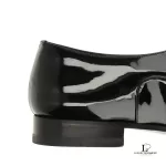 Saint Laurent Paris black patent leather almond-toe oxford dress shoes, size 38, view 12