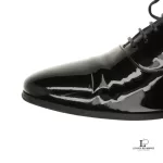 Saint Laurent Paris black patent leather almond-toe oxford dress shoes, size 38, view 14