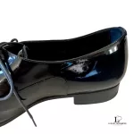 Saint Laurent Paris black patent leather almond-toe oxford dress shoes, size 38, view 24
