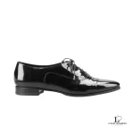 Saint Laurent Paris black patent leather almond-toe oxford dress shoes, size 38, view 6
