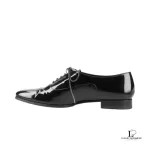 Saint Laurent Paris black patent leather almond-toe oxford dress shoes, size 38, view 4