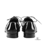 Saint Laurent Paris black patent leather almond-toe oxford dress shoes, size 38, view 2