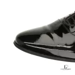 Saint Laurent Paris black patent leather almond-toe oxford dress shoes, size 38, view 8