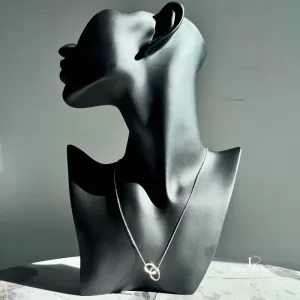Pre-loved Tiffany & Co. Elsa Peretti Double Loop 925 silver necklace, front view – secondhand designer, NZ