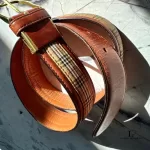 vintage Burberrys of London Nova Check and brown leather belt, view 21