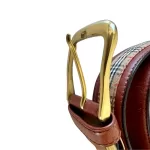 vintage Burberrys of London Nova Check and brown leather belt, view 6